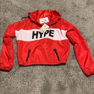 Red and White Jacket with Hood